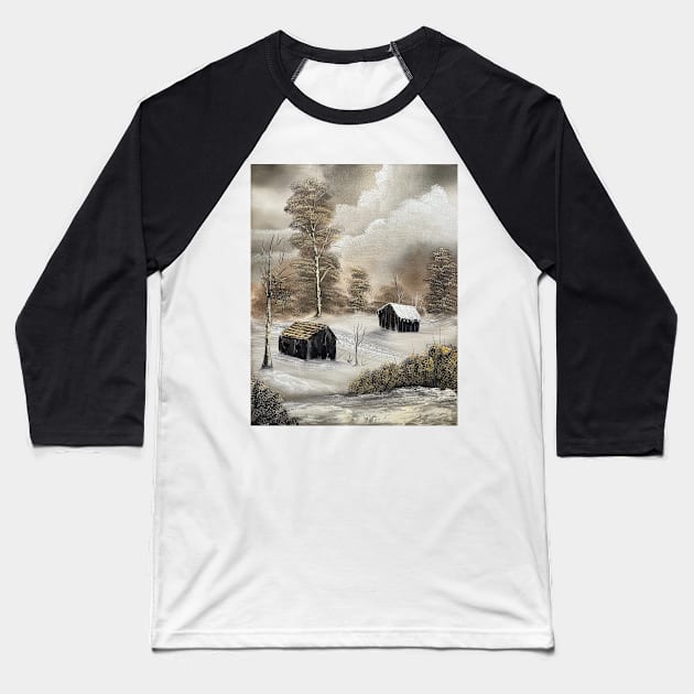 Winter Cabin Baseball T-Shirt by J&S mason